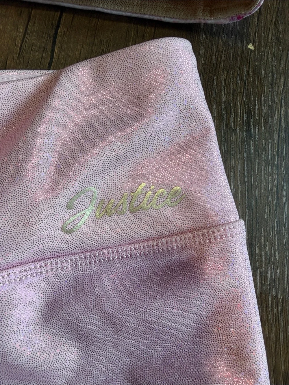 Justice Pink Shimmer Bike‎ Shorts with Pink Watercolor Sports Bra